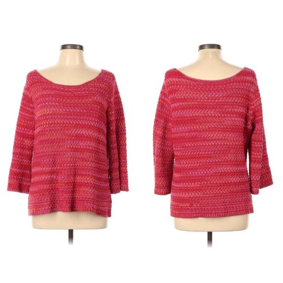 Designer - ST. JOHN Gorgeous 100% cotton pink/red/orange cable knit sweater - Picture 4 of 10